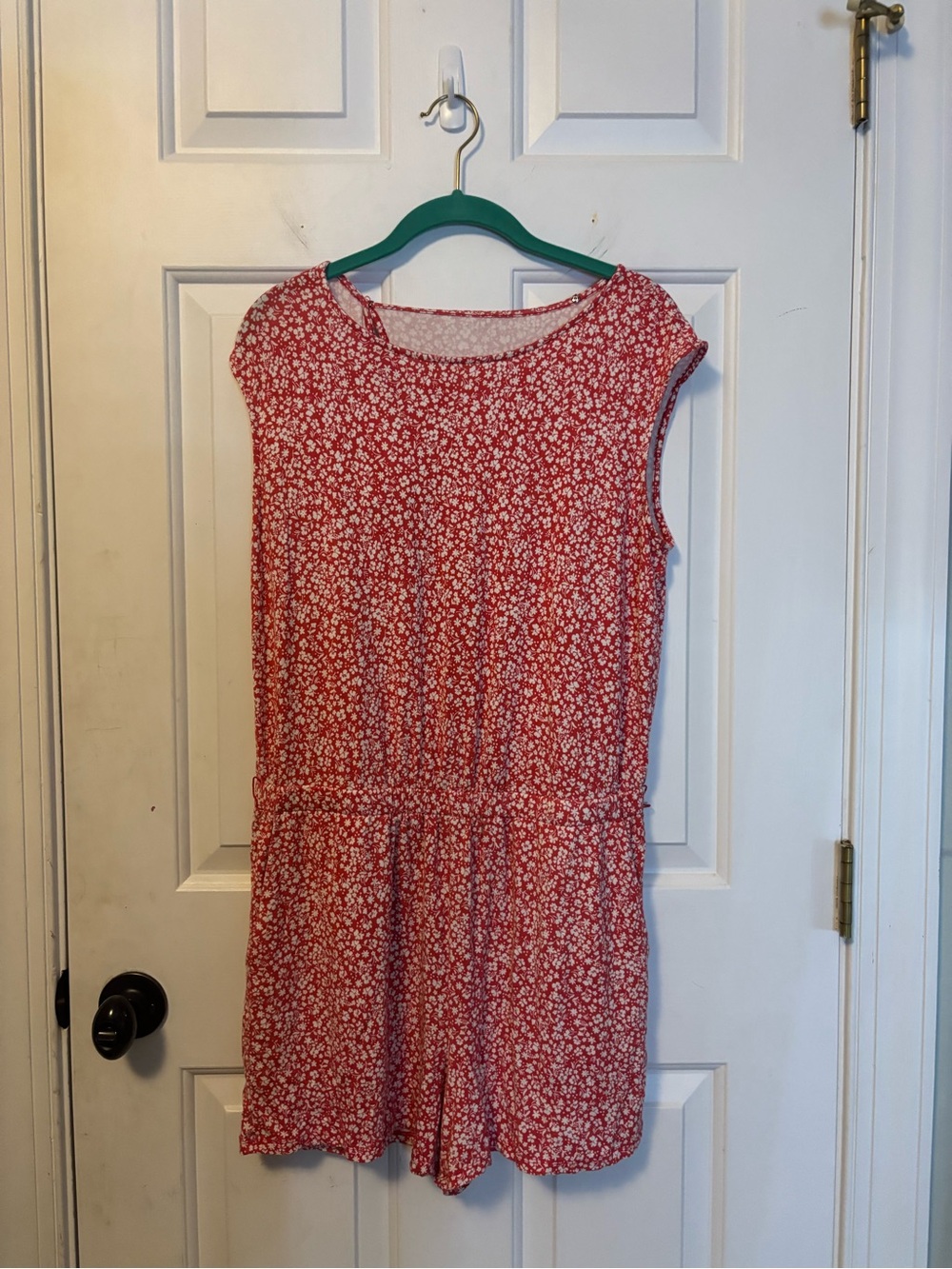 LOFT Red Floral Cap-Sleeve Romper Shorts Shortall Size Medium M